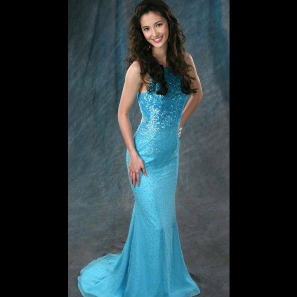 Aqua sequin gown